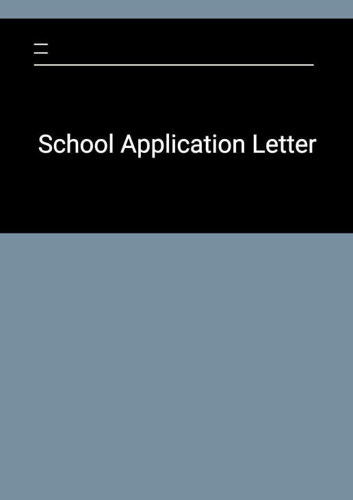 letter to apply for kindergarten