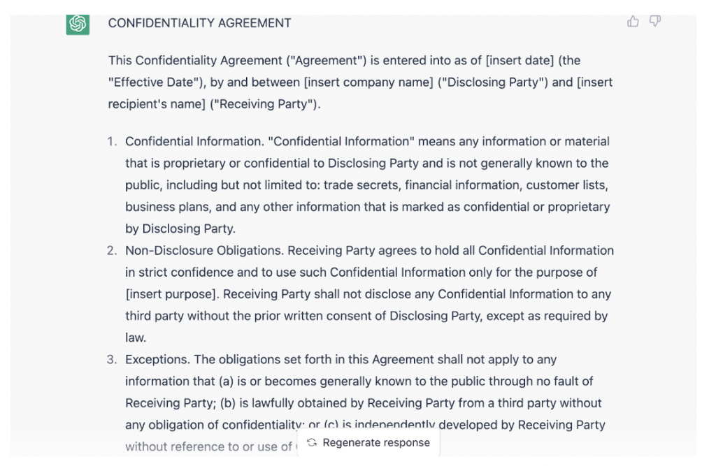 ChatGPT Confidentiality Agreement