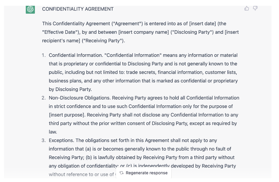 ChatGPT Confidentiality Agreement