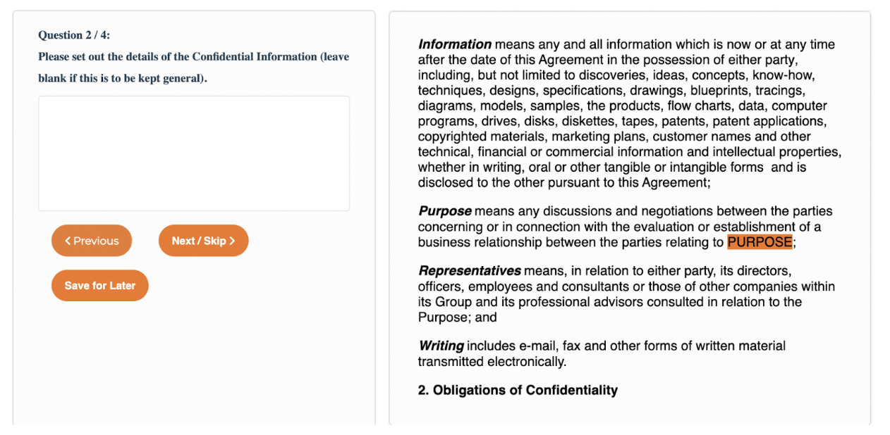 Confidentiality Agreement for Business Template 